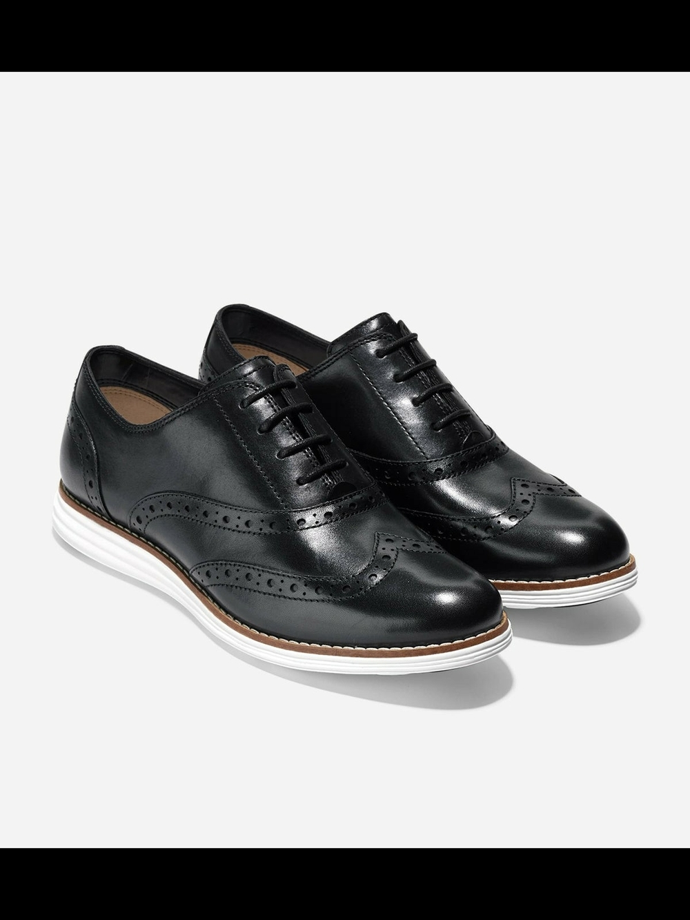 Women's Cole Haan OriginalGrand Black Leather Wingtip Oxfords